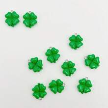 10pcs St. Patrick's Day Dark Green Four-Leaf Clover Pendant, Suitable For Handmade Jewelry Making, Earrings, Necklaces, Bracelets, Anklets, Bag Charms, Couple Gifts, Resin Crafts - 10 Four-leaf Clovers - View 3
