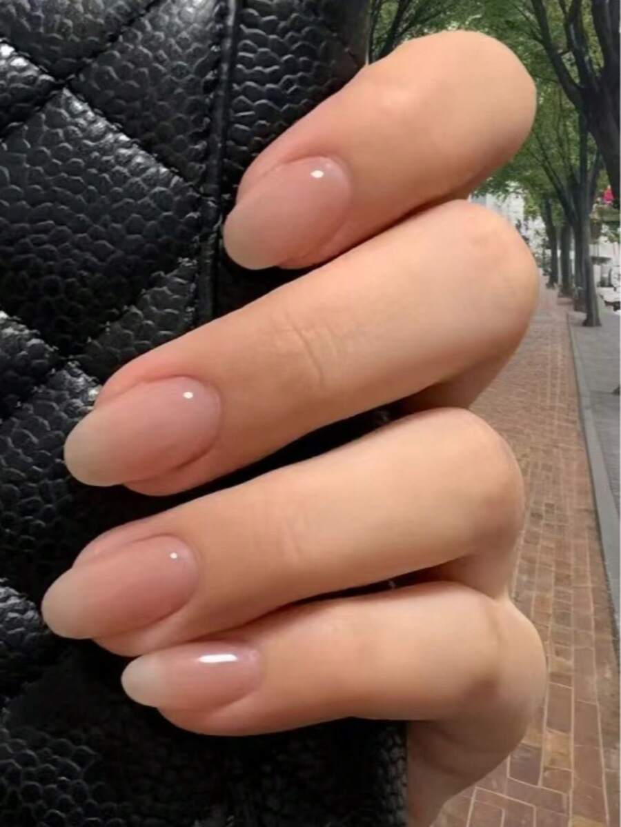 24pcs Oval Matte Dusty Rose Adhesive False Nails, Suitable For Women And Girls, With 1pc Nail File And 1pc Jelly Gel - Dusty Pink - View 1