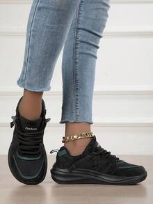 Giày mũi rộng cho nữ, giày thể thao thường ngày cho nữ có bàn chân rộng, giày đi bộ đế dày buộc dây đế mềm, giày chạy bộ cổ thấp thoáng khí cho nam và nữ. - màu đen - Xem 6