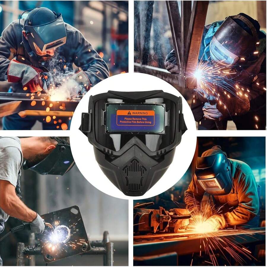 Automatic Dimming Full-Face Welding Mask With Thermal Imaging Function, Split-Type Ventilation Design, High-Temperature Resistance And Anti-Glare Protection, Suitable For Industrial And Automotive Repair Welding Equipment. - A - View 1
