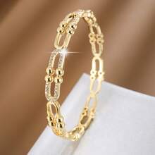 1件简约链条设计立方氧化锆镶嵌女士手链 - 彩色 - 查看 8