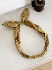 1pc V-Shaped Print Casual Bohemian Woven Fabric Waist Bow Headband, Suitable For Long-Term Use In Large Quantities - Floral Multicolor - View 3