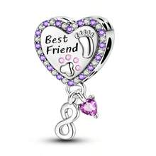 1 Pc Fashion Cat Sparkling Beads Dangle Charm Silver Plated Fit Bracelet Necklace DIY Holiday Gift - Multicolor - View 11