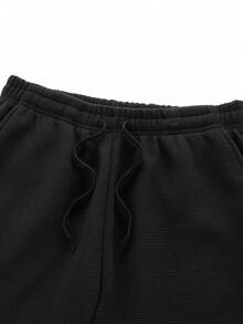 Quần dài nam chất liệu polyester mỏng nhẹ, màu trơn, kiểu dáng waffle, thích hợp cho mùa xuân/hè. - màu đen - Xem 10