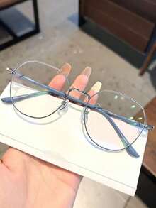 1pc Women's Standard Appearance Student Anti-Round Frame Solid Color Eyeglasses. Minimalist And Versatile, Transparent Lenses Suitable For Reading And Computer Use - Clear - View 11