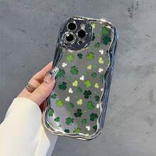 Shamrock Pattern Phone Case Compatible With Samsung Magnetic Phone Cases  17  16 Pro Max  15 Pro Max  13 And  12 Made Of TPU Material Providing Shock And Drop Protection A Great Gift For Family Friends Loved Ones Boyfriends/Girlfriends And For St. Patrick's Day - Silver CZ11 - View 5