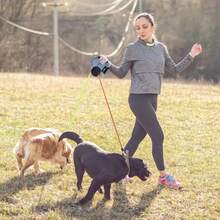 360° Tangle-Free Retractable Dual Dog Leash 3M Double Lead For Training Walking Two Dogs - Blue - View 10