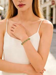 1pc Fashionable Delicate Bohemian Bamboo Beaded Bracelet, Elastic Bangle Wristband, Suitable For Casual Daily Wear - Multicolor - View 2