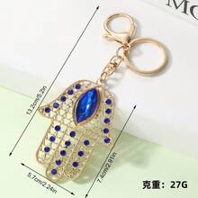 6件套法蒂玛手形钥匙扣，欧美棕榈眼钥匙圈，女士包包配饰，吊坠，闪亮字母波西米亚锌合金饰品，夏季 - 彩色 - 查看 16