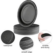 7-Inch + 9-Inch Luxury Black Round Paper Plate Set, Wedding Dessert & Main Course Serving Platter, Birthday Party Cake Plate, Anniversary Banquet Serving Tray, Business Tea Break Buffet Plate, Holiday Gathering Dining Plate, Steak & Pasta Plate, Afternoon Tea Snack Plate, Elegant Black Dinnerware - Black - View 8