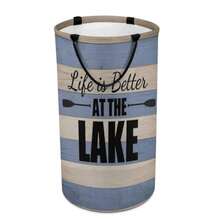Life Is Better at Lake - Cesta grande de lavandería para lavandería plegable alta con asas para viajes baño universidad - Estilo - Ver 1