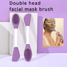 1/3pcs Silicone Double-Ended Mask Brush, A Multi-Functional Facial Cleansing And Massage Tool, Suitable For Applying Mud Masks And Drawing Eyeliner. - Purple - View 6