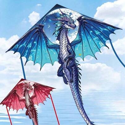 3D Cut Mysterious Ice Dragon Kite - Durable Polyester, Suitable For Outdoor Beach And Park Fun, Creative Holiday Gift Idea, Best Choice, Perfect Gift (Includes 100m Kite String) (The Picture Does Not Show The Kite String Due To Beautification)