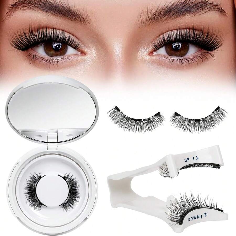 1 Set Magnetic False Eyelashes With Applicator Tool, Natural Look Reusable Magnetic Lashes, Lightweight & Natural Makeup Style