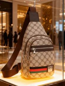 经典男士花卉胸包，时尚百搭斜挎包，大容量多功能轻便单肩包，胸前包，男女通用，带耳机孔，日常通勤包，商务包，礼品，学生包 - No.1 - 查看 2