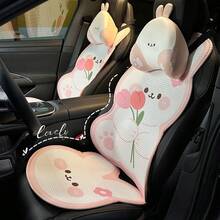 Cute Pink Rabbit Car Seat Cover, Breathable Mesh Cushion, Cartoon All Season Universal Car Seat Pad - Honeycomb - View 2