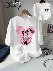 Disney Minnie Mouse Cartoon Print Disney Summer New Short Sleeve T-Shirt Women's Casual Fashion Printed T-Shirt For Women - White - View 1