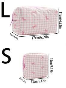 1pc Quilted Bow Makeup Bag, Mini Cosmetic Bag, Women's Minimalist Zipper Travel Pouch, Lipstick Organizer, Portable Travel Toiletry Bag, Large Capacity Cute Wash Bag, Multi-Function Storage Pouch, Sanitary Pad/Tampon Holder, Zipper Wallet, Travel Essentials, Cruise Essentials, Dorm Essentials, Travel Accessories, Home Organizer, Suitable For Home Organization And Outdoor Travel, Business Travel, Beach Vacation - Multicolor - View 6