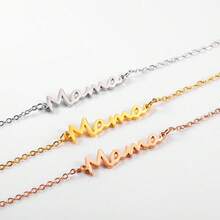 简约不锈钢字母“MAMA”链条手链，适合母亲节、万圣节、圣诞节的珠宝礼品配饰 - 彩色 - 查看 11