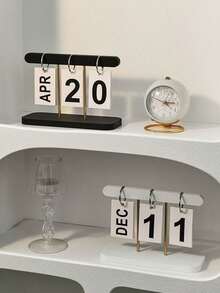 1pc Nordic Minimalist Creative Flip-Style Desktop Calendar Decor, Durable Plastic Material, Suitable For Living Room, Dining Table, Coffee Table, Office Desk, Home Decor, Back To School Essential, Desktop Decoration, Phone Sticker, Office, Study Supplies, School Use, School Supplies, Cardboard - A - View 1