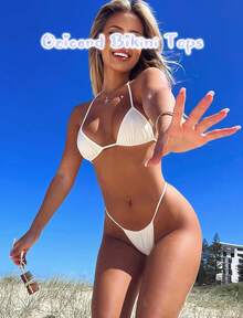 String Bikini Tops For Women Bathing Suit Swim Tops Sexy Triangle Bikini Top Black - #02 Bright White - View 6