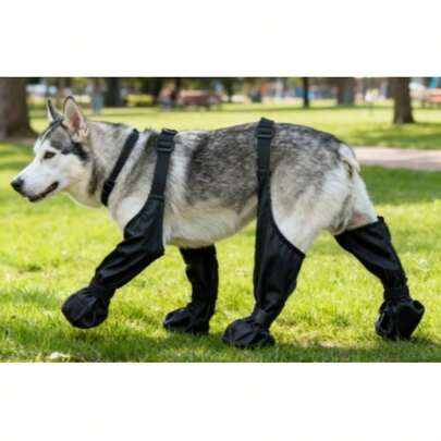 Four-Season Dog Harness Boots, Winter Tights, And Paw Protectors, Suitable For Outdoor Walking, Hiking, Waterproof Snow Days, And Anti-Fall Pet Pants And Shoes, With Adjustable Shoulder Straps For All-Weather Wear