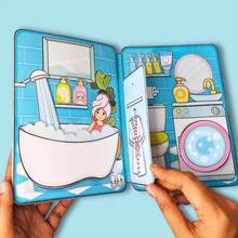 家庭儿童益智安静书贴纸套装，儿童安静书DIY手工材料，缓解压力，促进认知发展，互动手工游戏 - 彩色 - 查看 5