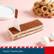 1 st transparent akrylform för tiramisu med lock, avtagbar rektangulär cheesecakeform, fyrkantig tårtdisplaylåda för mousse, tårtfat - Vitt - Visa 5