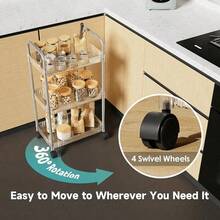 1个透明可移动化妆品收纳推车，大容量多功能浴室置物架，浴室配件及户外装饰 - 透明色 - 查看 4