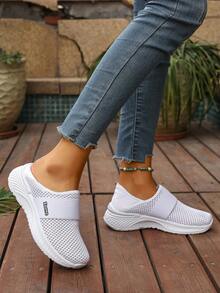 ZOSIVC Women's Casual Slip-On Sneakers, Suitable For Spring/Summer Beach, Travel, Vacation, Elastic Fabric Fit For Plus Size, Versatile Breathable And Comfortable - White - View 8