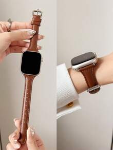实心PU表带，兼容 42mm、38mm、40mm、41mm、44mm、45mm、46mm、49mm，时尚智能手表替换表带，适用于Series Ultra2、Ultra SE2、SE 11、10、9、8、7、6、5、4、3、2、1等型号，女士款，可作为学生返校礼物 - 棕色 - 查看 7
