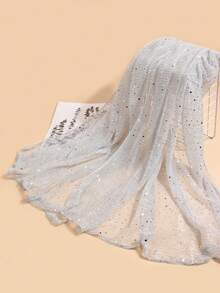 1条女士轻薄亮片头巾，适合所有季节，中东风情头巾，装饰披肩，沙滩罩衫，日常佩戴 - 彩色 - 查看 9