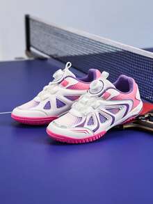 Women's Lightweight Breathable Shock-Absorbing Non-Slip Badminton Tennis Table Tennis Training Shoes - Rose Red - View 5