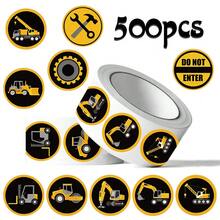 500 piezas/rollo Pegatinas de sellado de vehículos de ingeniería, calcomanías de dibujos animados creativos en rollo para bricolaje en portátiles, teléfonos, guitarras, álbumes de recortes, juguetes clásicos para niños - Multicolor - Ver 1