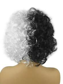 Black & White Witch Wig, Costume Headpiece For Cosplay, Masquerade Ball Prop - Black and White Center Part - View 4