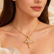 Manta Ray Pendant Necklace, Opal, Manta Ray, Snake, Stainless Steel Necklace, Wheat Chain, For Women, Men, Summer, Beach, Mobula, 42555809 - 薄荷藍 - 查看 2