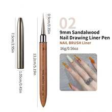 1支/套檀木美甲刷 - 日本美甲工具，可用于勾勒轮廓、构建线条和绘制线条 - 棕色 - 查看 12