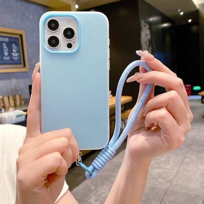 Llavero, Cordón compatible con iPhone 17, 17 Pro, 17 Pro Max, 16, 15, 14, 13, 12, 11 Pro Max/, 1 pieza Nueva funda protectora de muñeca de moda premium, adecuada para uso en exteriores, anti-pérdida, funda de gelatina de doble capa 2 en 1, portátil, anti-huellas dactilares, a prueba de golpes, a prueba de caídas, altamente protectora, regalo ideal para amigos y familiares