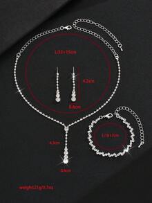 Easter Party Elegant Water Drop Pendant Necklace, Earrings, Bracelet 3 Pieces Set, Versatile Sophisticated Jewelry For Daily Wear - White - View 2