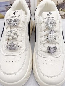 6 Stücke goldene und silberne Kronen- und Herz-ABS-Schuhband-Anhänger für Damen-Sneaker, Strass-Schmetterling-Schuhband-Schnallen, DIY-Dekorationen, Schuhclips-Zubehör - Verschiedenfarbig - Übersicht 7