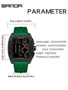 Reloj digital de hombre de moda SANDA 6328, con múltiples funciones como alarma, calendario luminoso y cronógrafo, para estudiantes - Verde - Ver 5