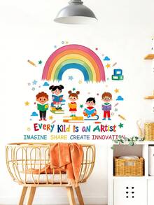 Cartoon Character Rainbow Butterfly Wall Sticker For Bedroom, Children's Room, Kindergarten, Rainbow Decorative Wall Sticker - Multicolor - View 3