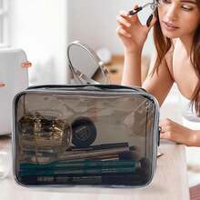 Neon Pouch Small, Makeup Bag, 7"X2.3"X4.7" Size TSA Approved Toiletry Bag, Clear Travel Bags For Toiletries, Clear Cosmetic Bag For Women And Men Small (Transparent (Black Bone)) - 黑色 5 件裝 - 查看 3