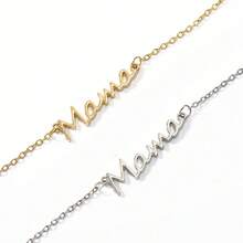 简约不锈钢字母“MAMA”链条手链，适合母亲节、万圣节、圣诞节的珠宝礼品配饰 - 彩色 - 查看 7