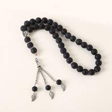 33pcs Black Matte Crystal Tasbih Prayer Beads, Islamic Crescent Moon & Star Rosary Accessories - Multicolor - View 2