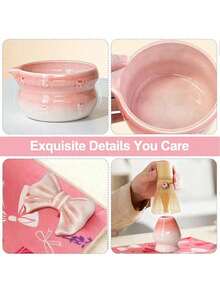 Matcha Set - 8-Piece Set, Including Matcha Brush, Measuring Spoon, Tea Utensils, Tea Bowl, And Stand. Pink Matcha Set, Perfect As A Gift For Lovers, Friends, Colleagues, Or Family, Suitable For Daily Use, Parties, Birthdays, Anniversaries, Mother's Day, Valentine's Day, And Easter (Pink). - Pink - View 8