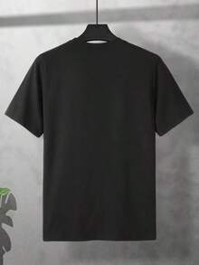 Camiseta De Manga Corta Y Ajuste Slim Para Hombre Con Estampado De Letras - Negro - Ver 4