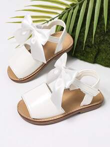 1 đôi dép xăng đan nơ xinh xắn cho trẻ em, giày đi biển cho bé gái, giày công chúa. - trắng - Xem 5