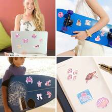 50pcs Pink & Blue Aesthetic Stickers, Summer Beach Stickers, Vacation Stickers, Pink Aesthetic Waterproof Vinyl Stickers For Water Bottles, Laptops, Phones, Luggage, Notebooks, Fridges, Headphones, Etc. - Multicolor - View 4