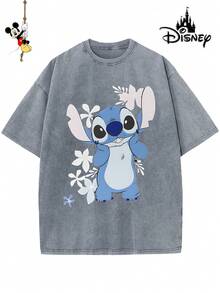 T-shirt homme en coton sous licence Disney, idéal pour les fêtes de fin d'année 2026. Orné d'un motif Stitch, il possède un col rond délavé, une matière douce et confortable, un entretien facile et convient à toutes les occasions : vacances, quotidien, trajets domicile-travail… pour un look festif garanti ! - Gris - Voir 1